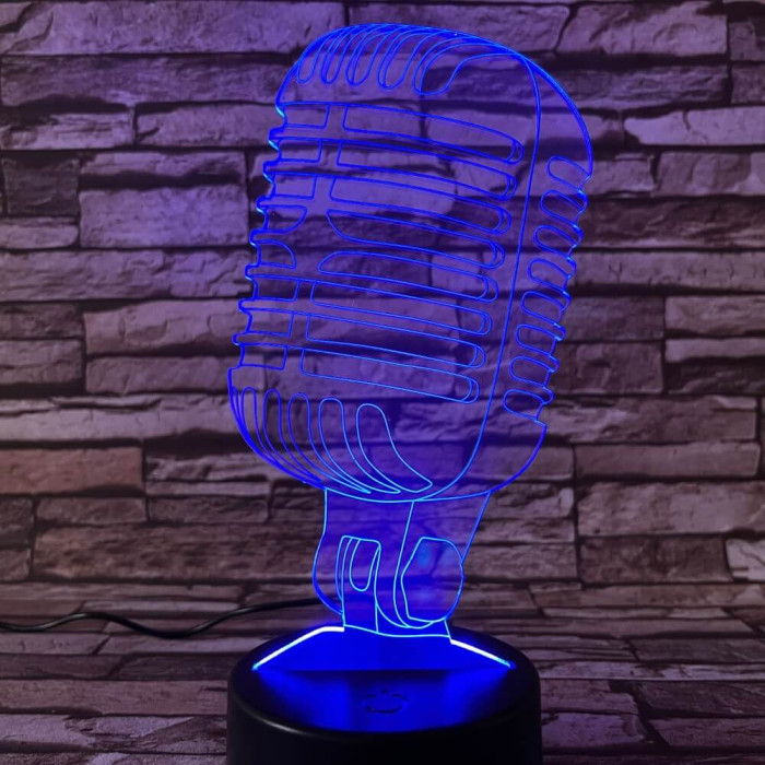 Mikrofon Retro 7 színű 3D led lámpa
