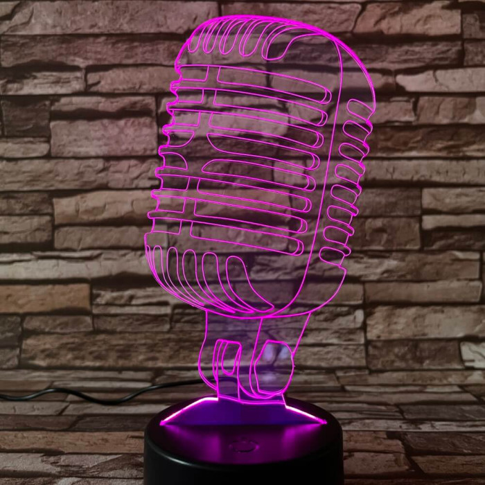 Mikrofon Retro 7 színű 3D led lámpa