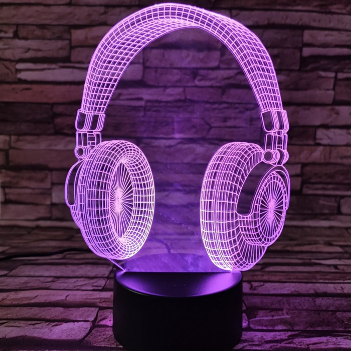 Fejhallgató 3  7 színű 3D led lámpa