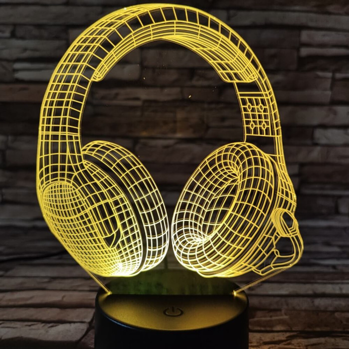 Fejhallgató Gamer 7 színű 3D led lámpa