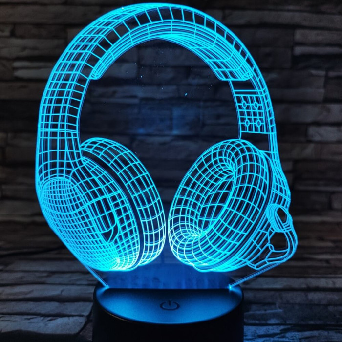 Fejhallgató Gamer 7 színű 3D led lámpa