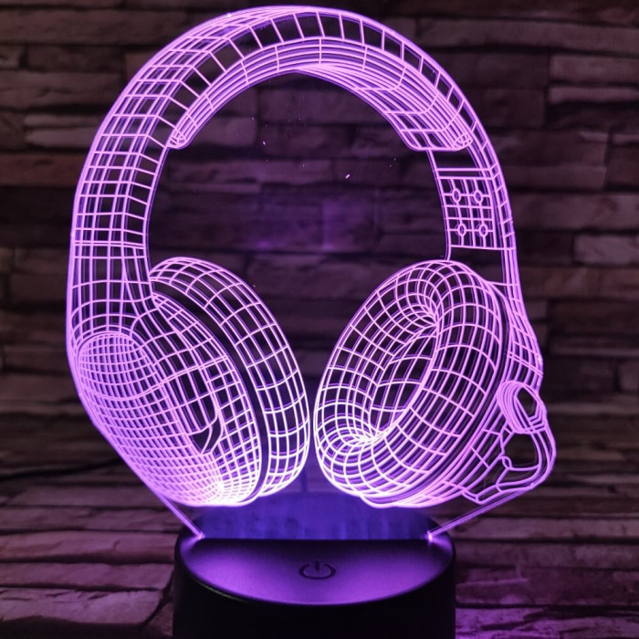 Fejhallgató Gamer 7 színű 3D led lámpa